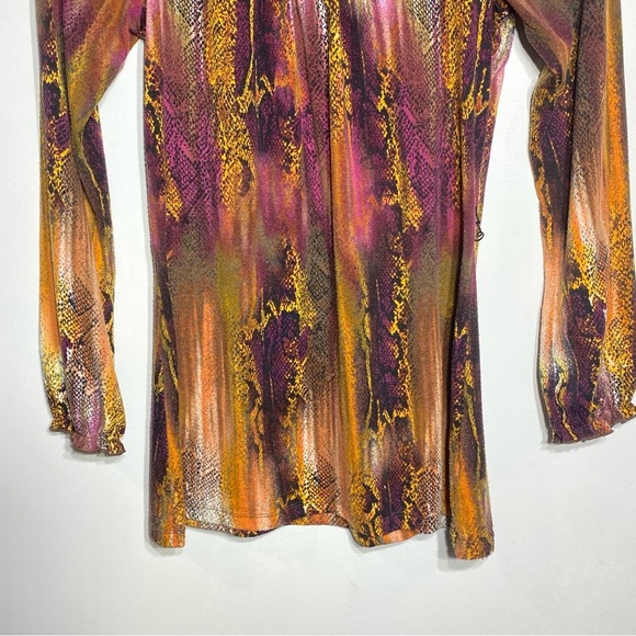 Self Esteem Tunic Top Women’s M Multicolor Snakeskin Braided Neck Casual Stretch - Picture 3 of 15